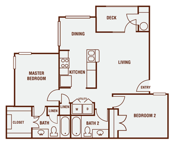 B2 - Two Bedroom / Two Bath - 972 Sq.Ft.*